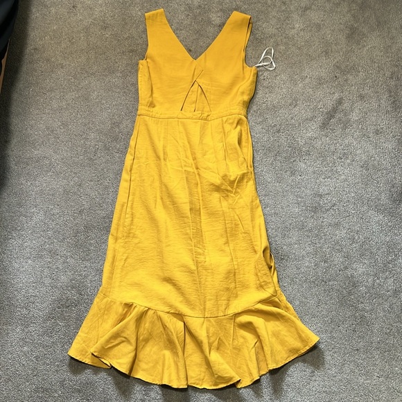 Lulus When We First Met Dress Button Front Mustard Yellow size medium - Picture 5 of 9